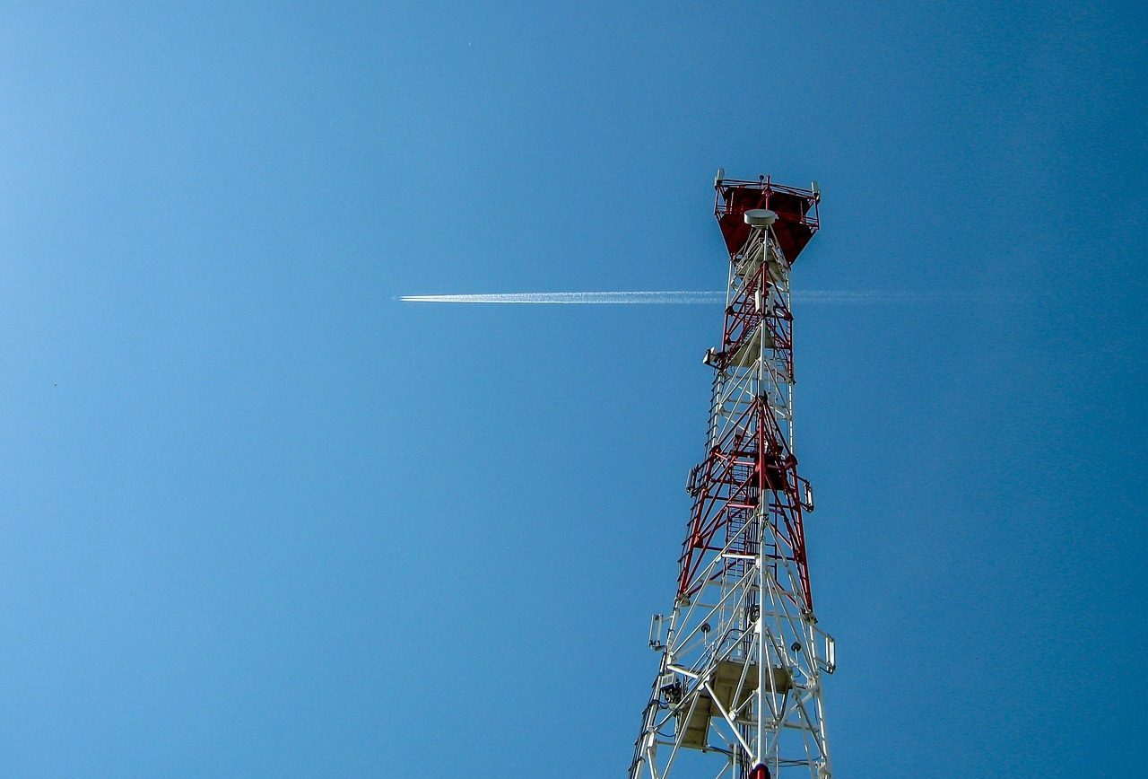 mobile communications, the base station, nature, sky, plane